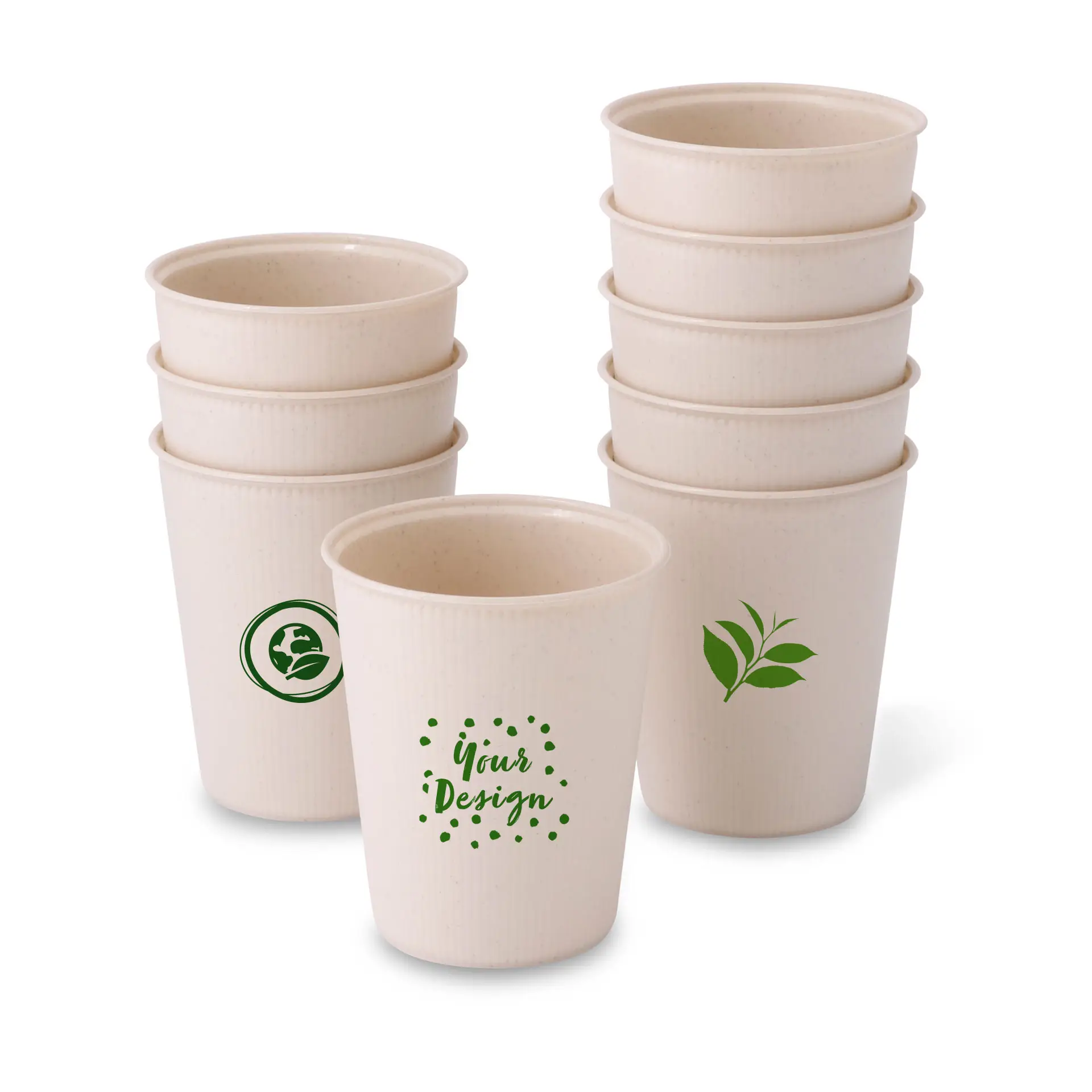 Kubki wielokrotnego użytku z nadrukiem, w stylu falistym, 250 ml / 10 oz, Ø 80 mm