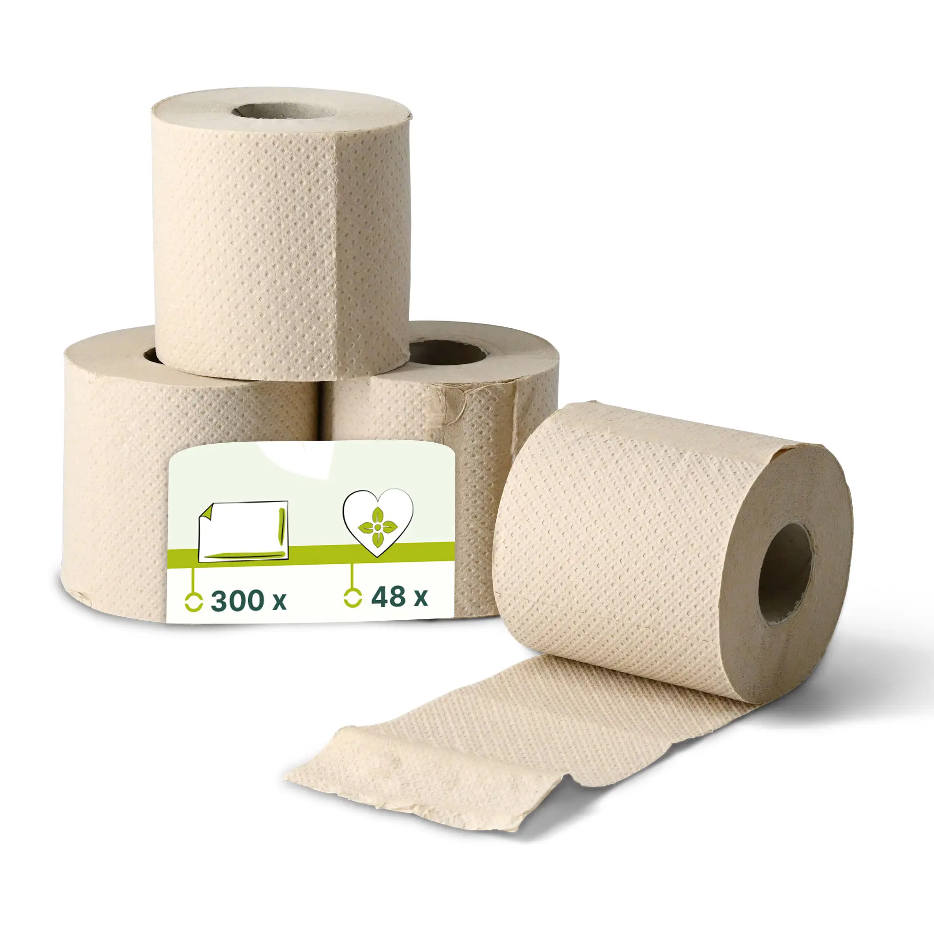 Toilettenpapier aus Recyclingpapier, 2-lagig, 300 Blatt, braun