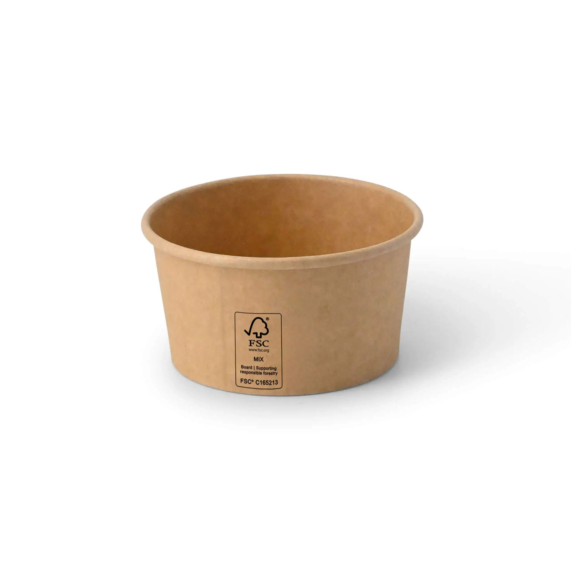 Brąski papierowy kubek na lody, rozmiar 6 oz z powłoką PE, z logo i szczegółami etykiety na dnie.