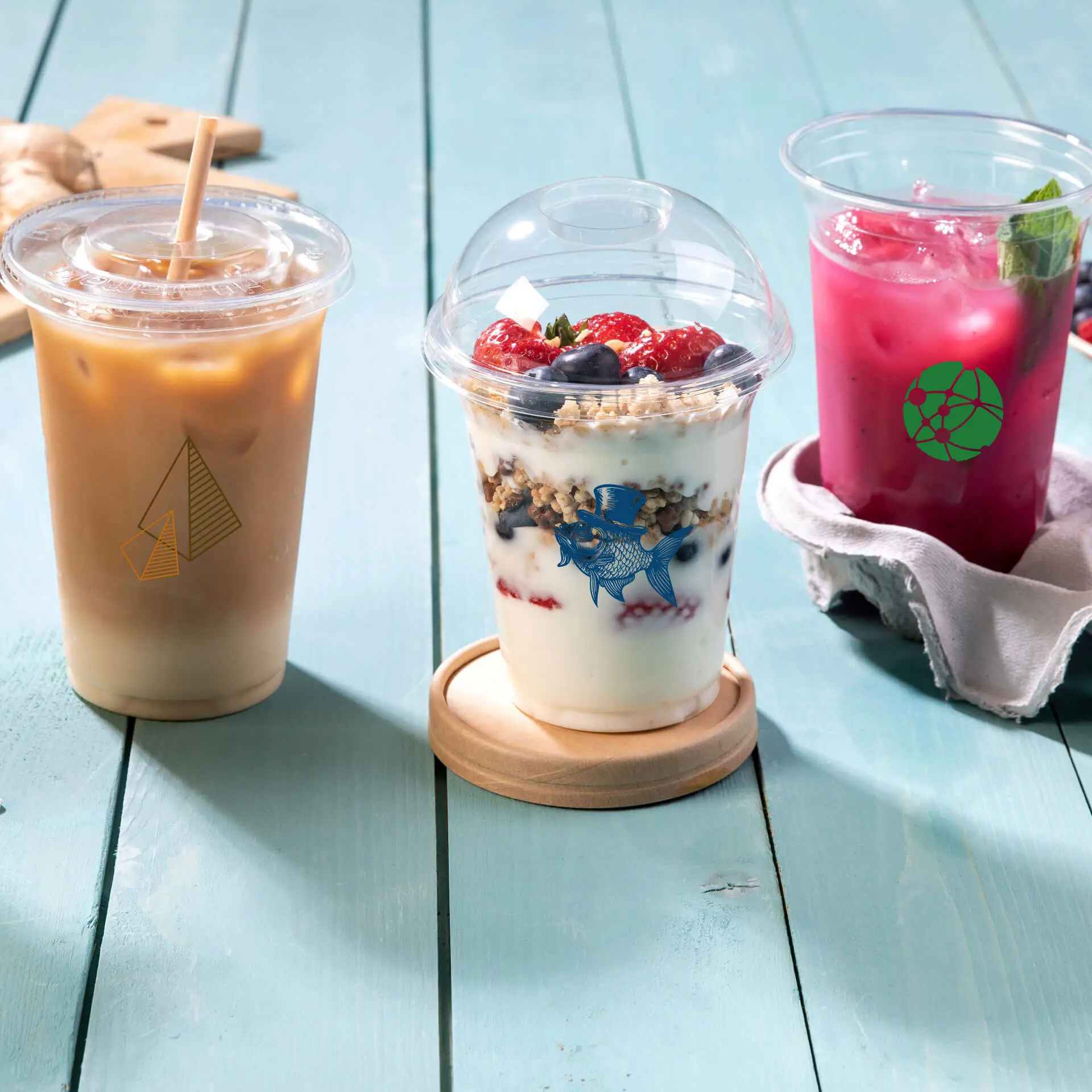 Kubki plastikowe z nadrukiem 300 ml / 12 oz, przezroczyste, PLA