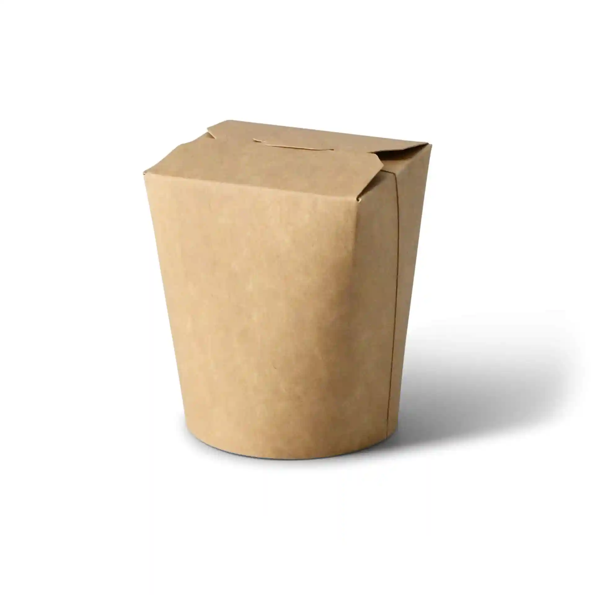 Brąski pojemnik na makaron z powlekanego kartonu, prostokątny kształt, o pojemności 400 ml.