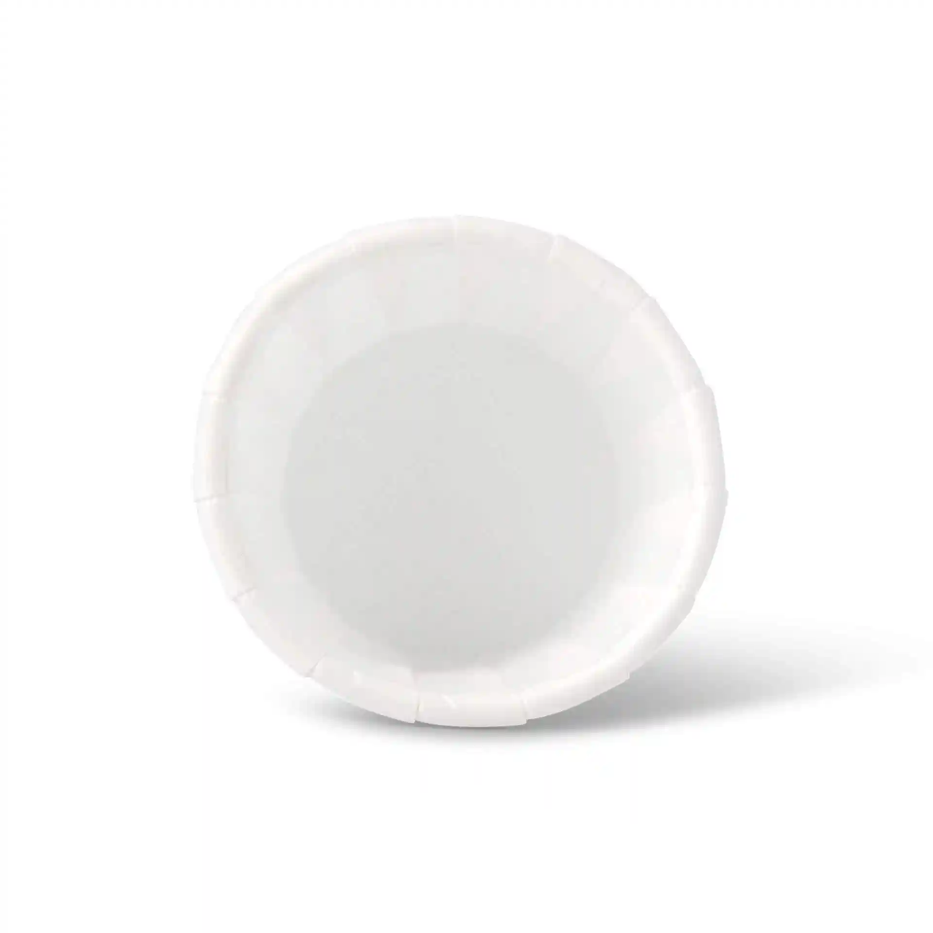 Biały kubek o średnicy 48 mm i wysokości 30 mm, zaprojektowany na objętość napełnienia 35 ml.