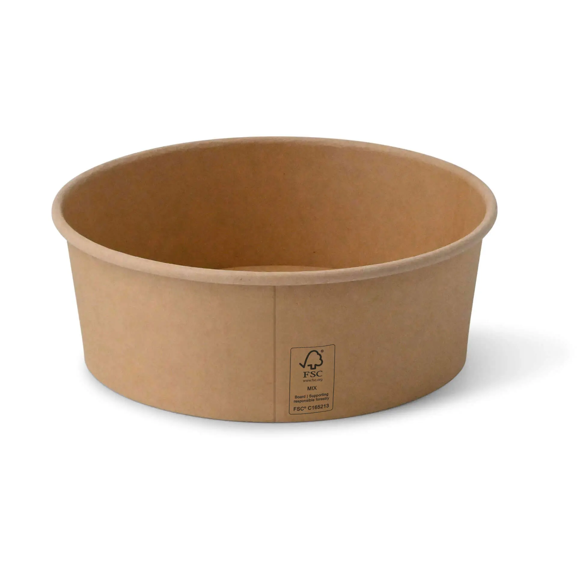 Brąbowa miska papierowa o średnicy 185 mm i pojemności 1000 ml, z logo Climate Safe 360.