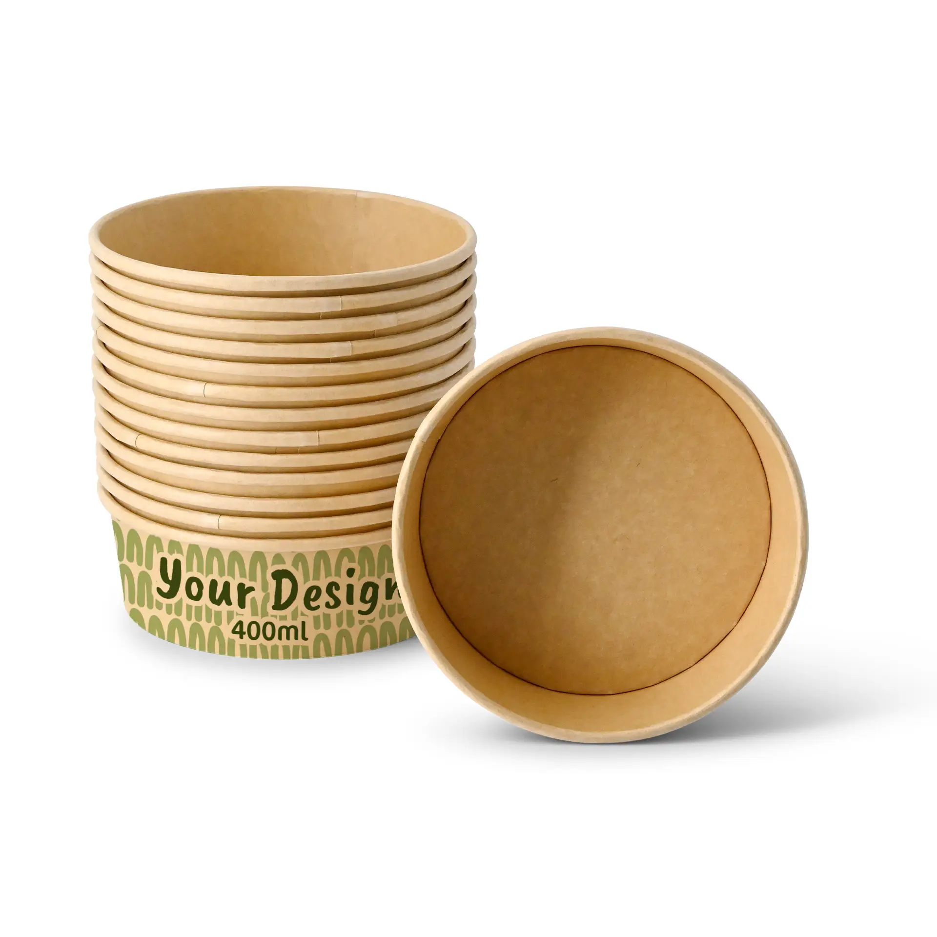 Miski sałatkowe z nadrukiem / Bowls personalizowane, 400 ml, Ø 150 mm, brązowe, powłoka PE