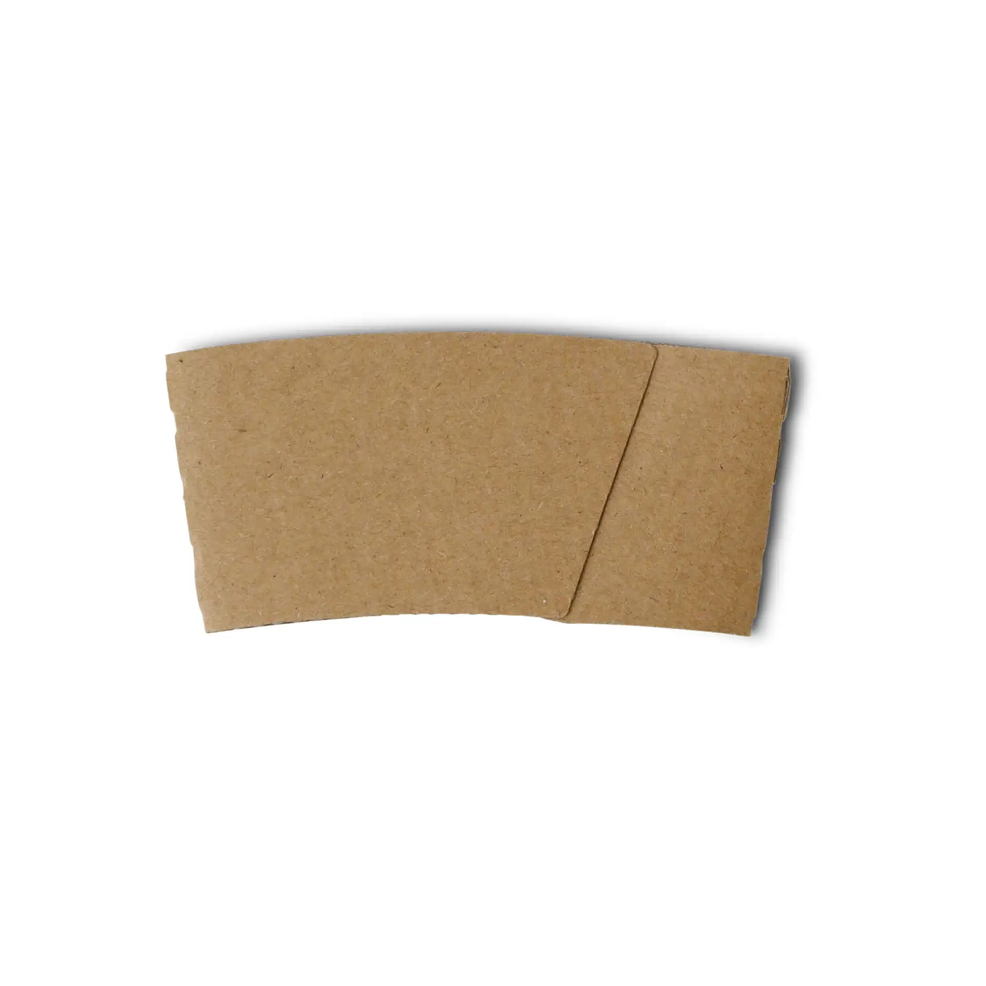 Brązowy kartonowy rękaw do kubków papierowych 150, 200 lub 250 ml, wysokość 53 mm, szerokość 115 mm.