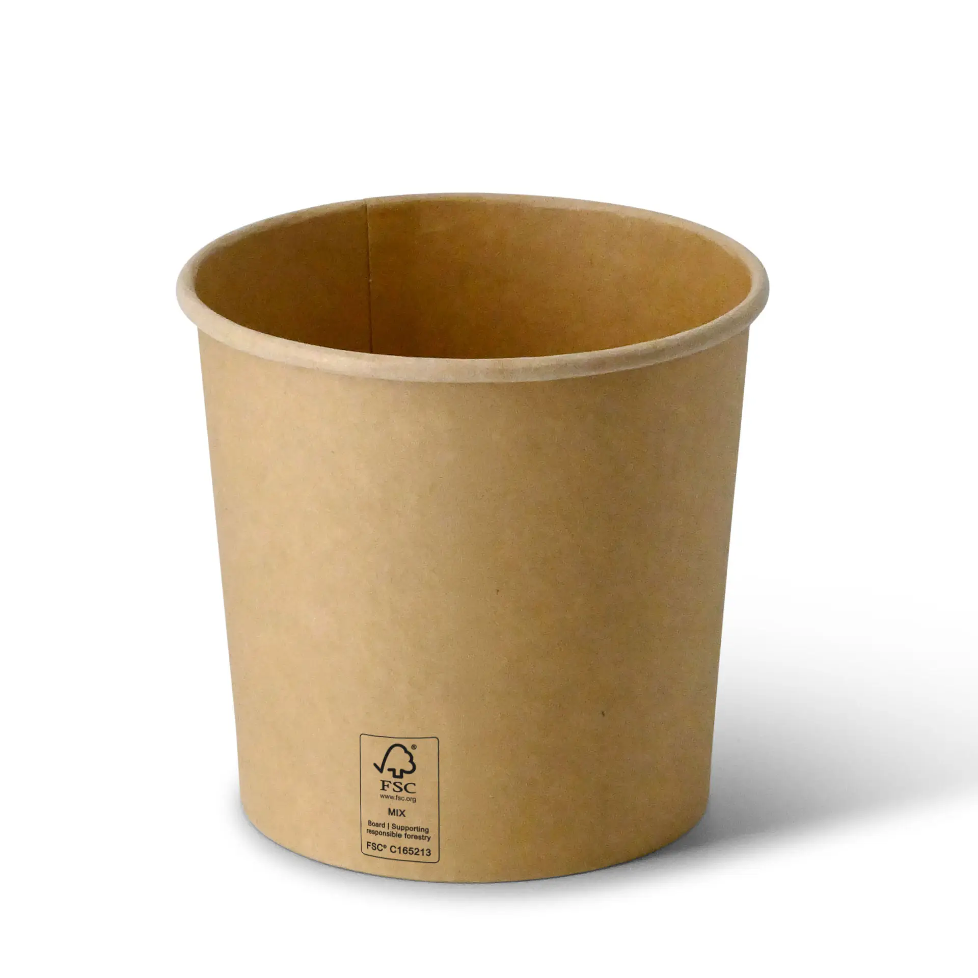 Brąbowy kartonowy kubek na zupę z powłoką PE; odpowiedni do dań gorących i zimnych, szerokość 115 mm, pojemność 24 oz.