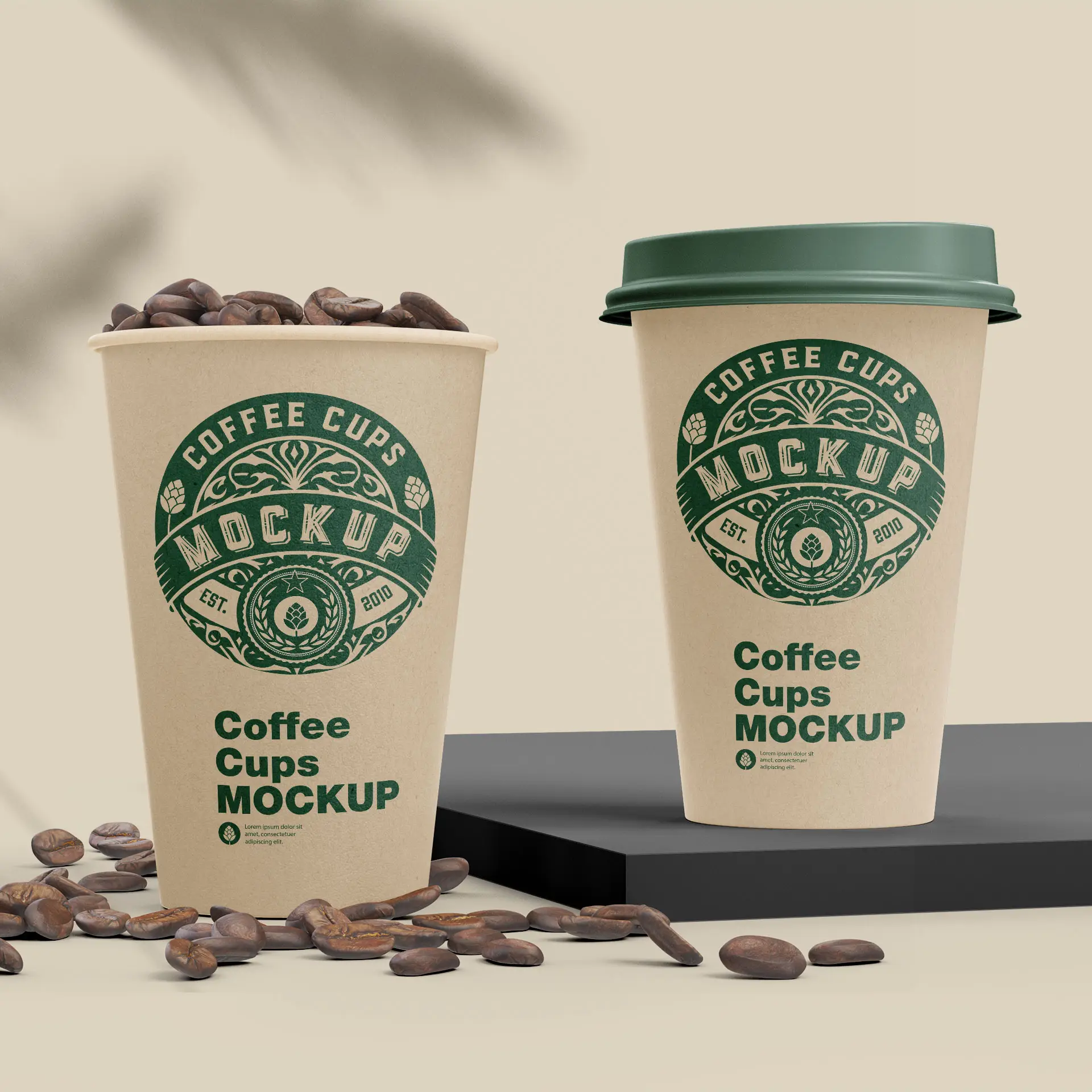 Pappbecher mit Logo (einwandig), 400 ml / 16 oz, braun, PLA-beschichtet