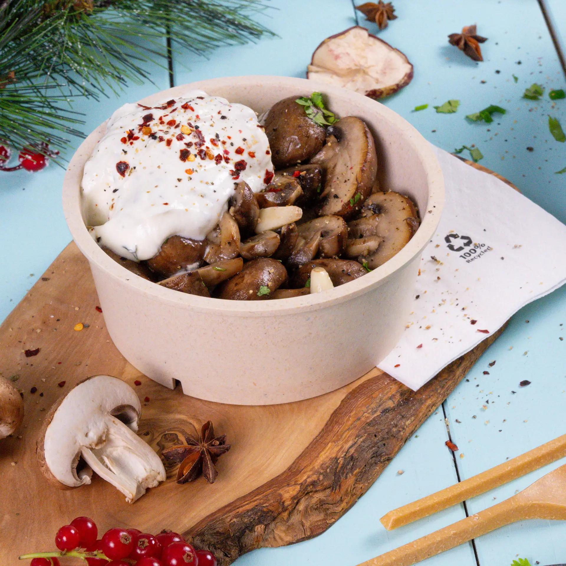 Wielorazowe miski "merways Bowl®" 650 ml, Ø 150 mm, Orzechowy / kremowobiały