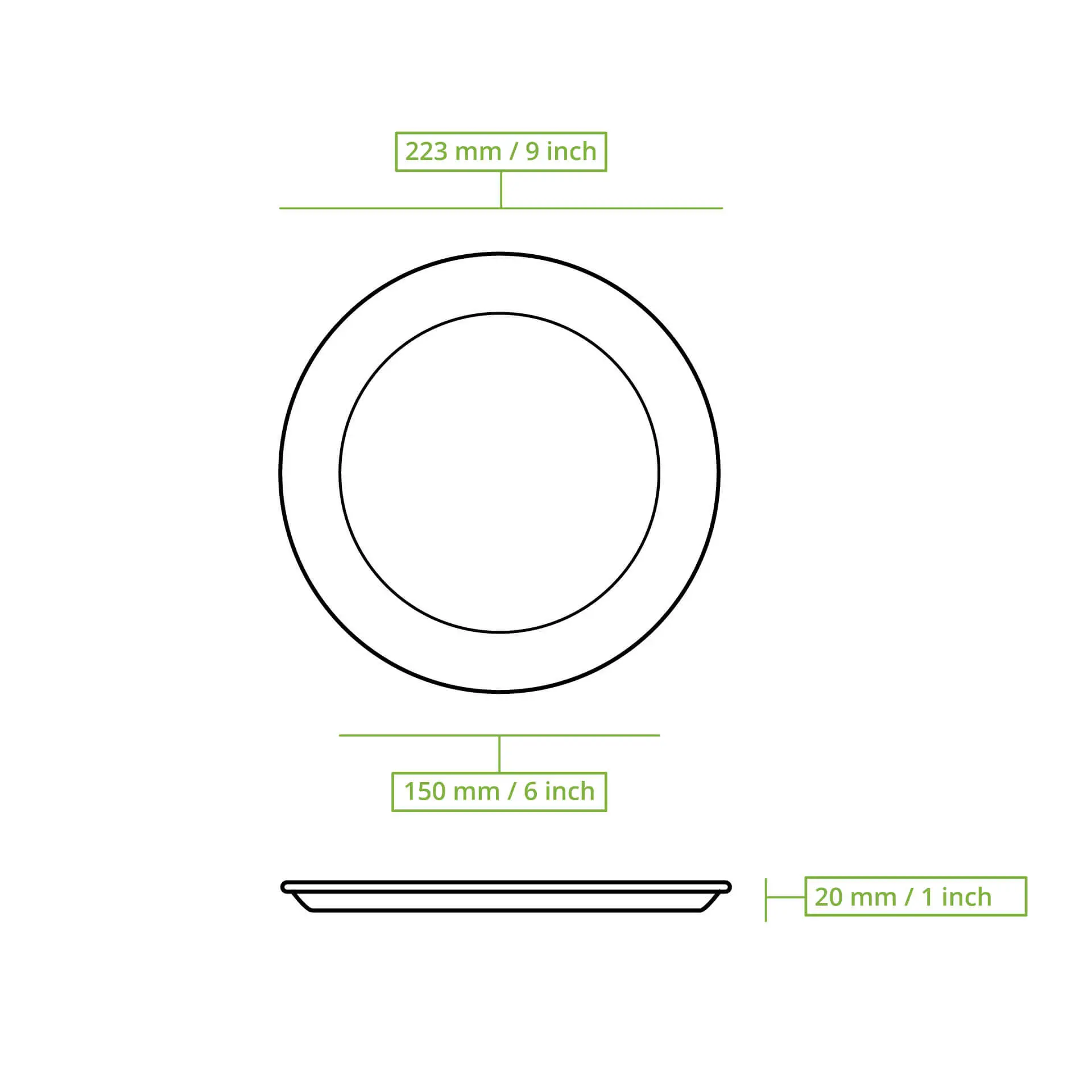 Okrągły biodegradowalny talerz z trzciny cukrowej, 9 cali średnicy i 1 cal głęboki; odpowiedni do potraw gorących i zimnych.