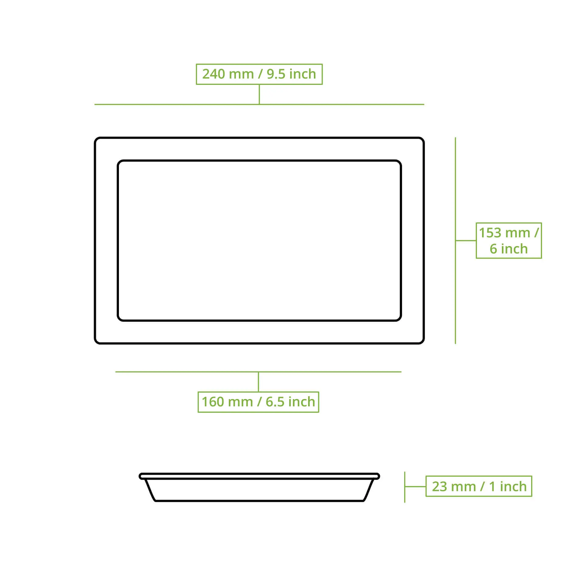 Głęboki talerz z liścia palmy, prostokątna forma z szeroką krawędzią, wymiary: 240 mm x 160 mm; odpowiedni do różnych potraw.