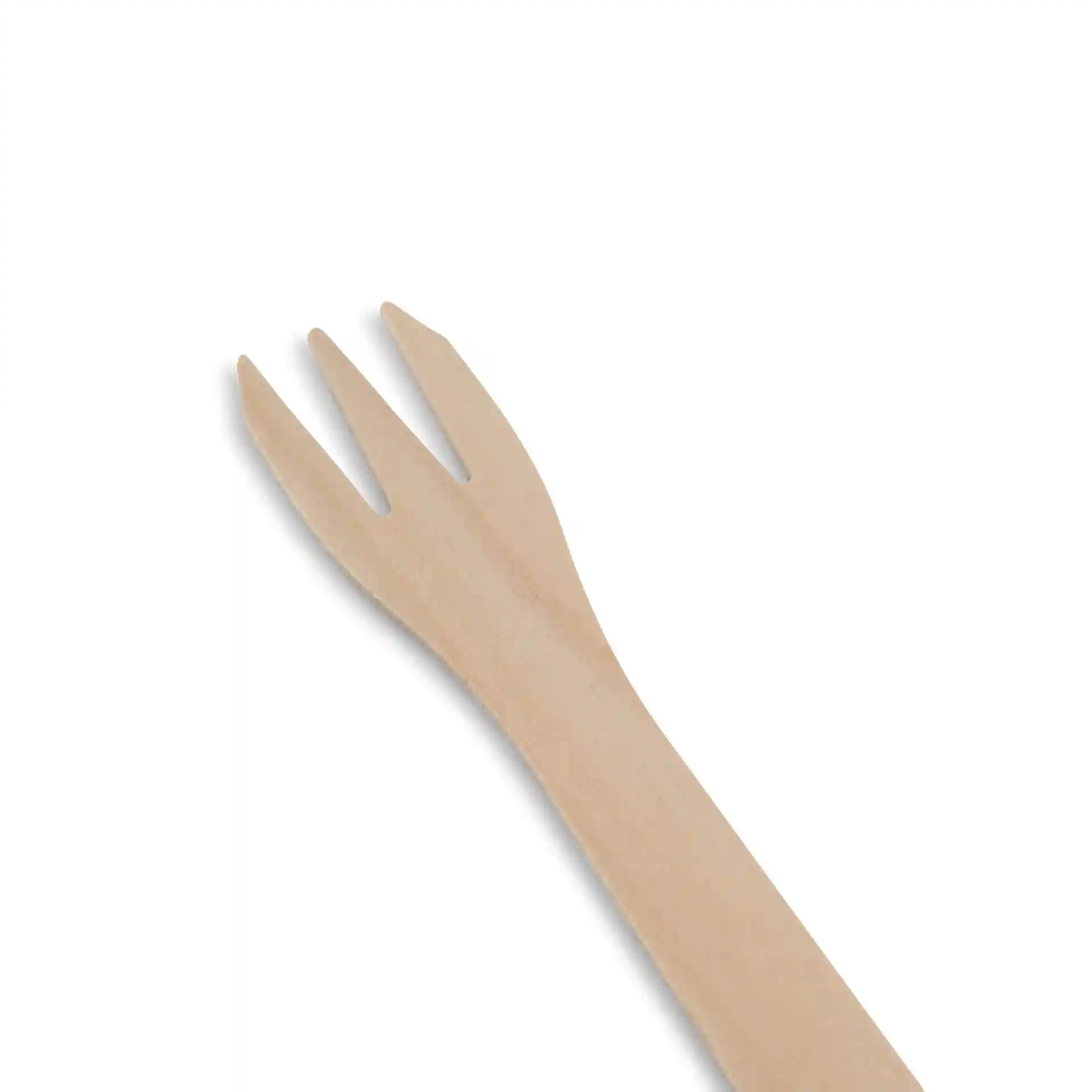 Dreźwiana widelczyk do chipsów z trzema zębami, długość 17,5 cm, na białym tle.