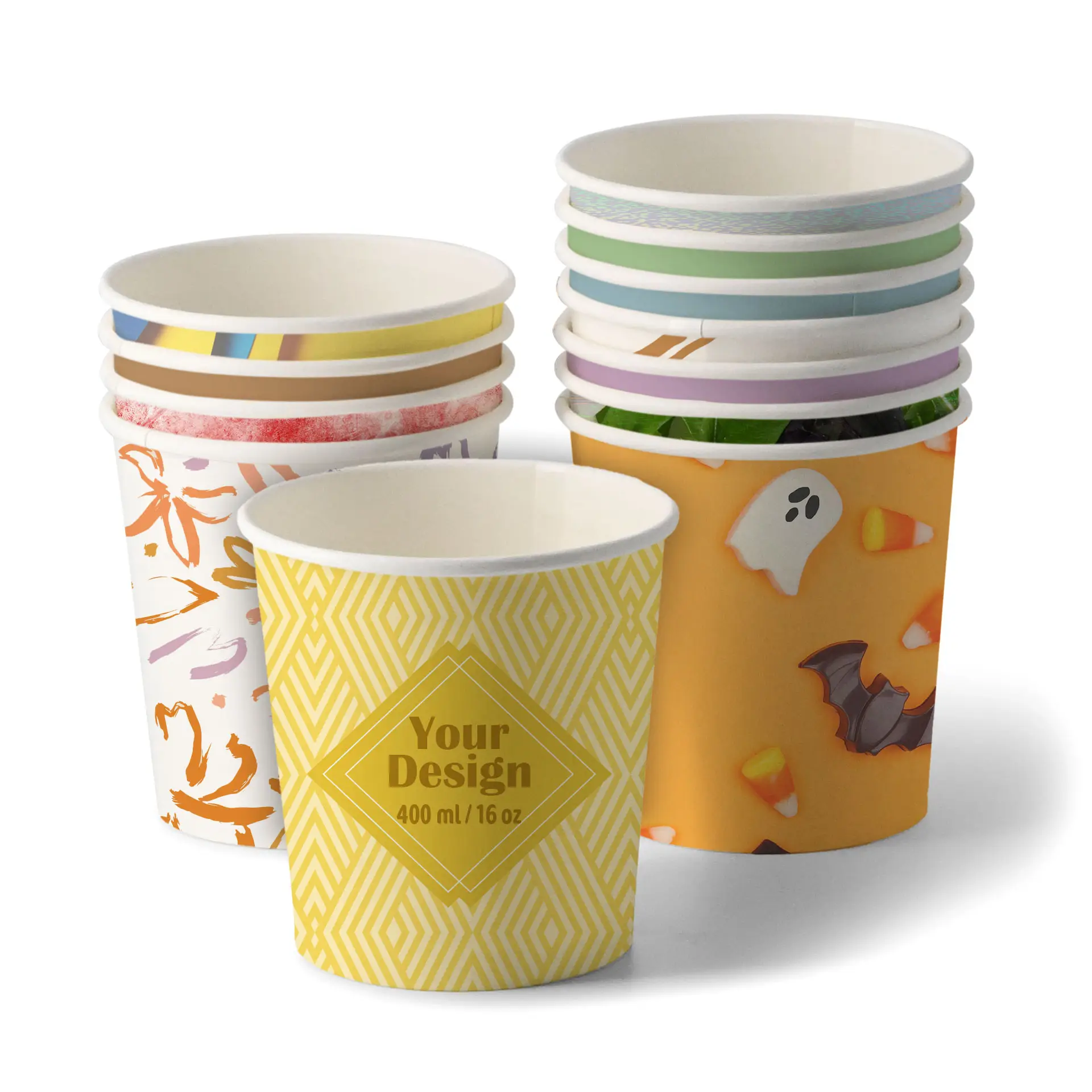 Suppenbecher to go bedruckt, 400 ml, Ø 95 mm, weiß, PE-beschichtet