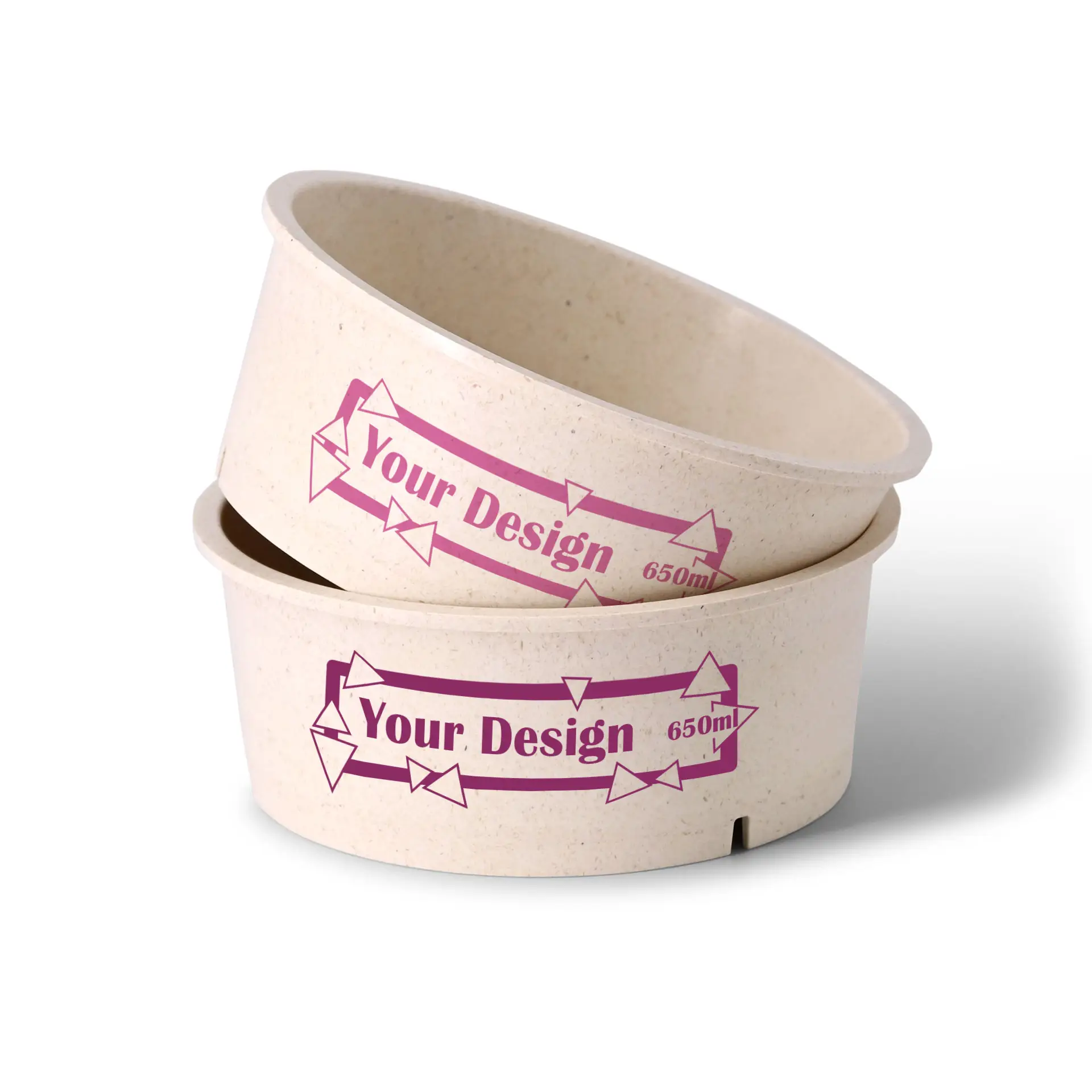 Miska wielorazowa z nadrukiem, 650 ml, kremowo-biała